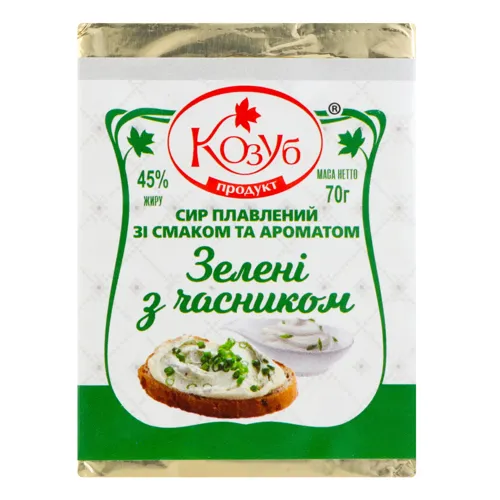 Сир плавлений 45% Зелень з часником Козуб продукт м/у 70г