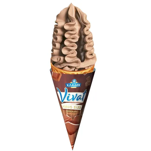 Морозиво Хладик Vivat King Size шоколадне з наповнювачем Шоколадний у вафельному ріжку 140г