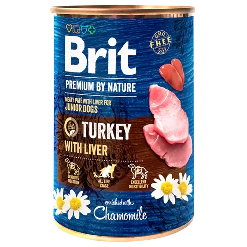 Корм вологий Brit Premium з індичкою та печінкою для цуценят всіх порід 400г