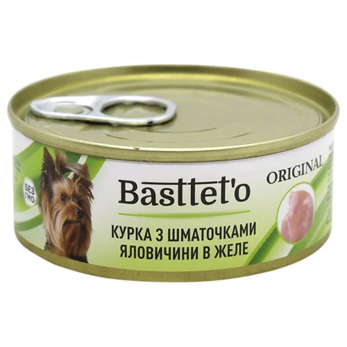 Корм для собак Basttet'o курка з шматочками яловичини в желе 85г