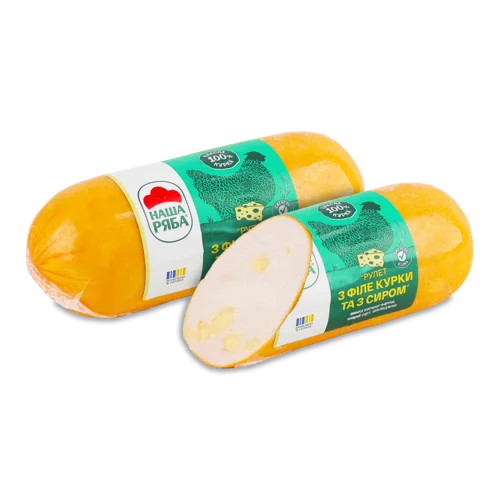 Шинка Рулет з Філе Курки та Сиру Наша Ряба в/к, охол., в/у, 0.5кг