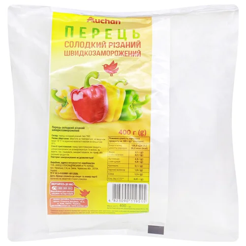 Перець солодкий Auchan різаний швидкозаморожений 400г