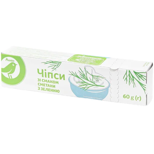 Чипси Auchan зі смаком сметани з кропом 60г