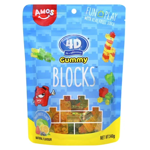 Цукерки Amos 4D Блок 340г