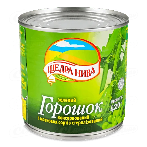 Горошок Щедра Нива зелений консервований, 420г