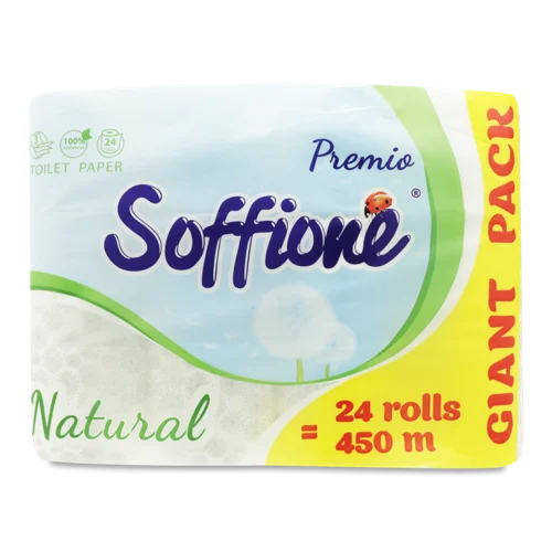 Туалетний Папір 3-Шаровий Natural Premio Soffione, 24 шт