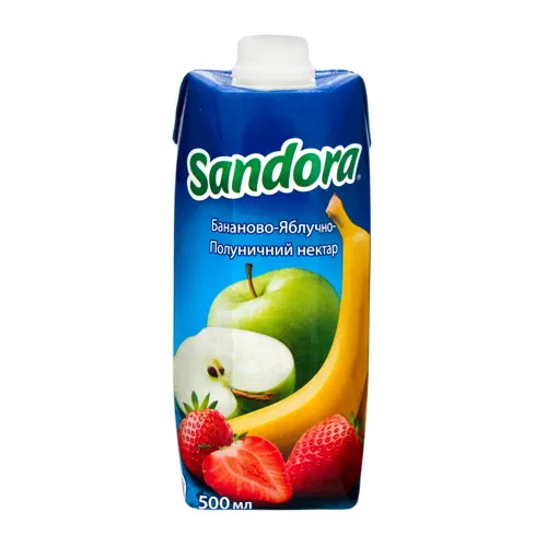 Нектар бананово-яблучно-полуничний з м'якоттю Sandora 500мл