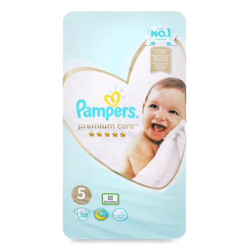 Підгузки Дитячі Одноразові Premium Care Pampers, 11-16 кг, 58 шт