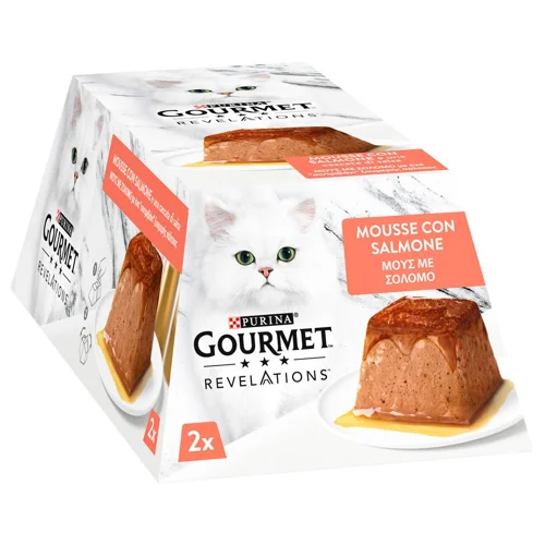 Корм вологий Gourmet Revelations Мус з лососем та підливкою для дорослих котів 57г х 2шт