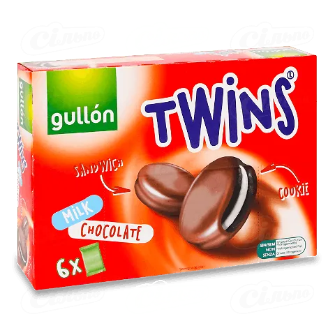 Печиво Gullon Twins сендвіч в молочному шоколаді, 250г