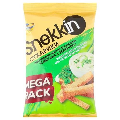 Сухарики Snekkin зі смаком сметани із зеленню 150г