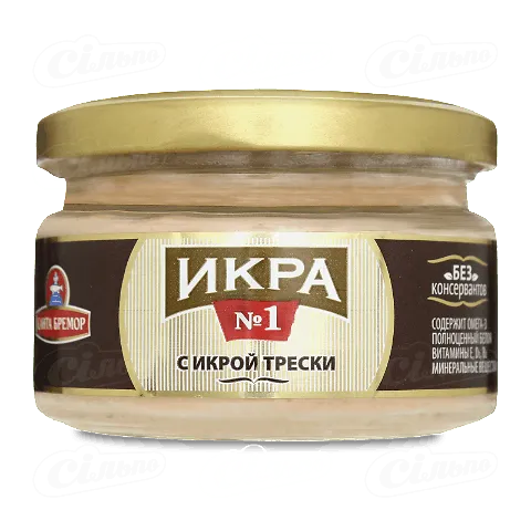 Ікра тріски САНТА у скляній банці, 180г