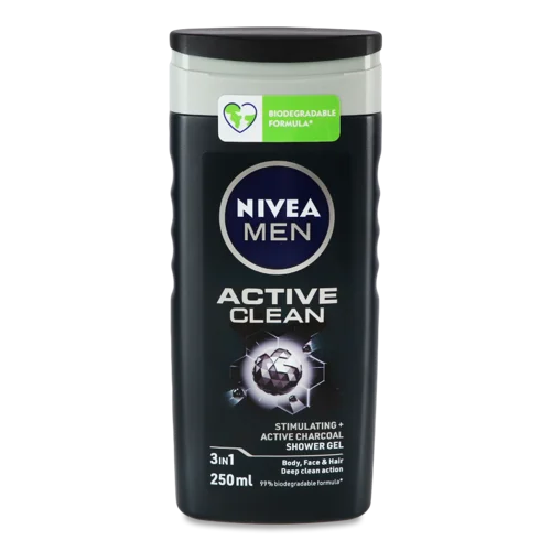 Гель для Душу 3в1 Active Clean Nivea Men, 250мл