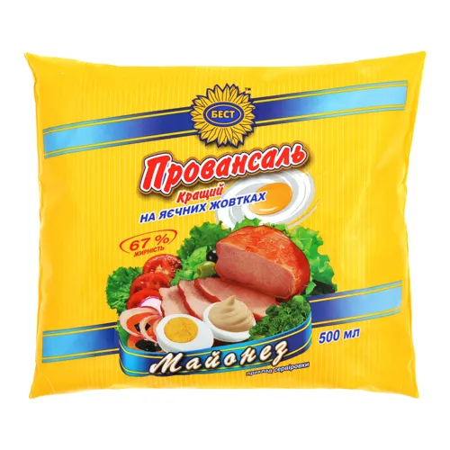 Майонез 67% на яєчних жовтках Кращий Бест м/у 460г