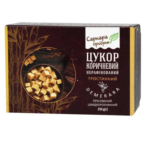 Цукор Саркара продукт коричневий нерафінований тростинний пресований 250г