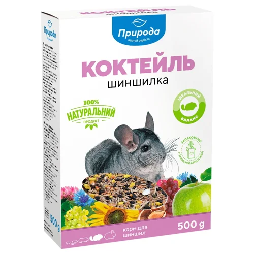 Корм Природа Коктейль Шиншилка для шиншил та інших декоративних гризунів 500г