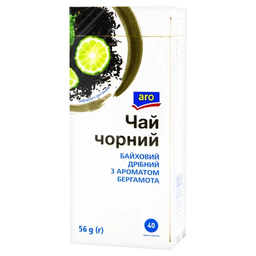 Чай чорний Aro байховий дрібний з ароматом бергамота 1,4г*40шт