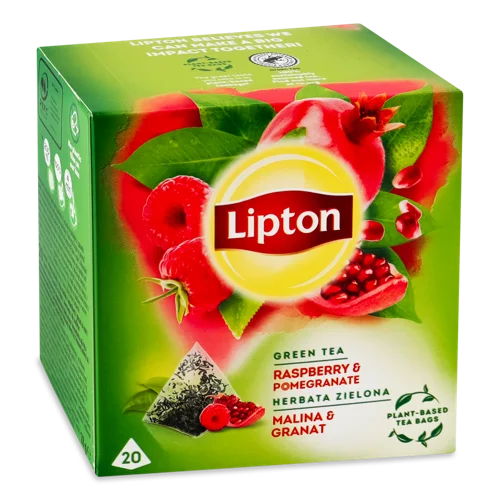 Зелений Ароматизований Чай Raspberry&Pomegranate Lipton, к/у, 20 шт