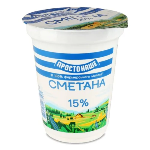 Сметана Простонаше 15% стакан, 325г