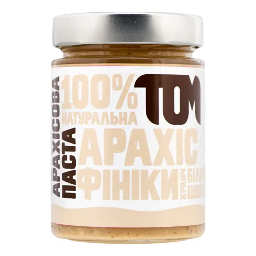 Паста арахісова Кранч з фініками та білим шоколадом Том с/б 300г