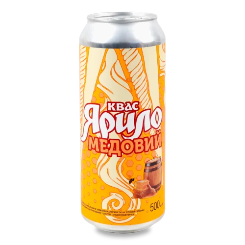 Напій Бродіння Безалкогольний З Зниженою Калорійністю На Зерновій Сировині Квас Медовий Ярило з/б 500мл