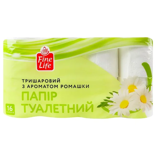 Туалетний папір Fine Life з ароматом ромашки 3-шаровий 16шт