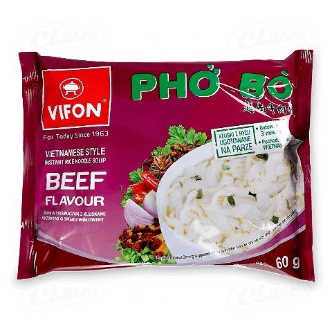 Суп Vifon з рисовою локшиною зі смаком яловичини, 60г