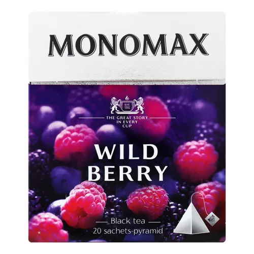 Чай чорний байховий листовий з ягодами та ароматом лісових ягід Wild Berry Monomax к/у 20х2г