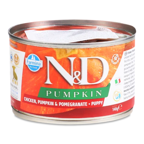 Корм Консервований Для Цуценят Chicken&Pomegranate Mini N&D Pumpkin Farmina з/б 140г
