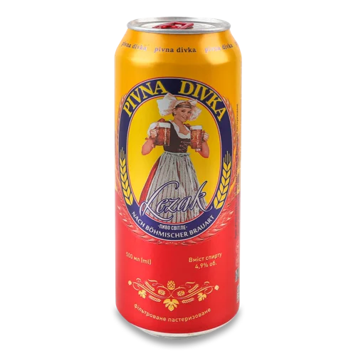 Пиво Світле Фільтроване Пастеризоване Lezak Pivna Divka, 500мл, 4.9% в/ґ, з/б