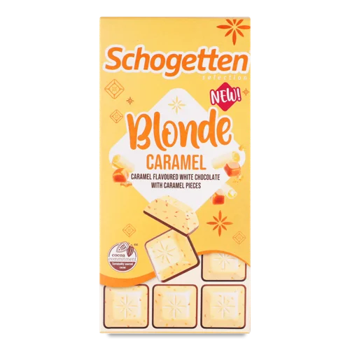 Шоколад Білий З Карамеллю, Шматочками Карамелі Та Молочним Шоколадом, Schogetten, к/у 100г