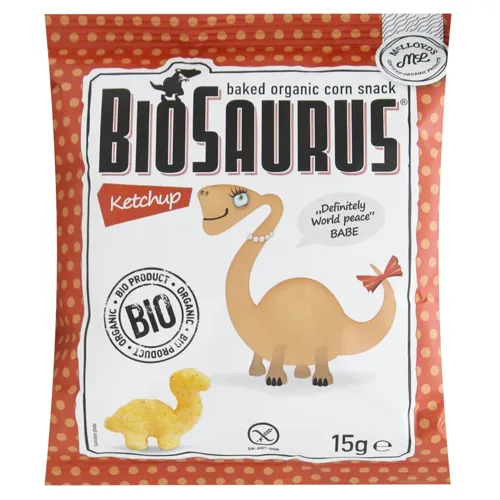 Снеки BioSaurus кукурудзяні з кетчупом органічні без глютену 15г