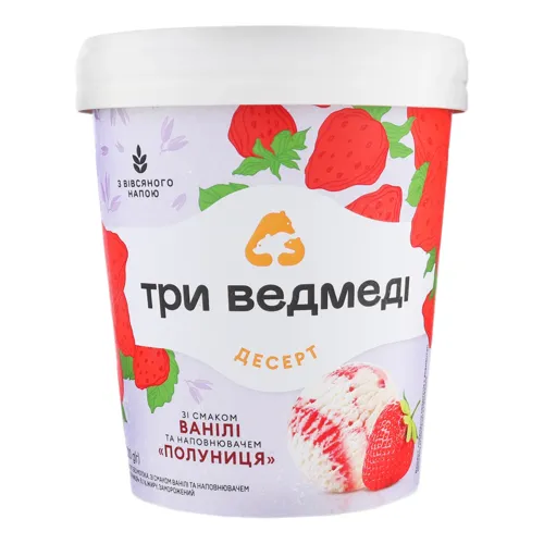 Десерт заморожений 8% Ваніль-полуниця Три ведмеді відро 320г