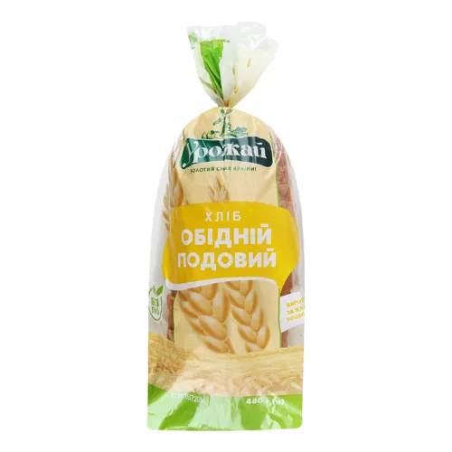 Хліб подовий овальний нарізний Обідній Урожай 480г