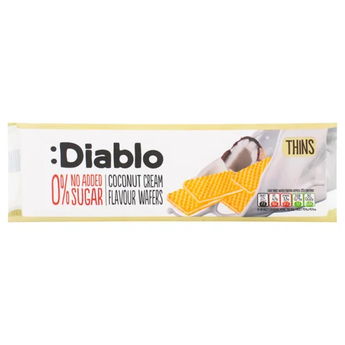 Вафлі Diablo з начинкою зі смаком кокосу без цукру 160г