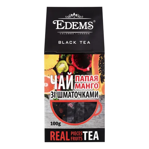Чай чорний крупнолистовий зі шматочками тропічних плодів та фруктовим ароматом Tropic Edems к/у 100г