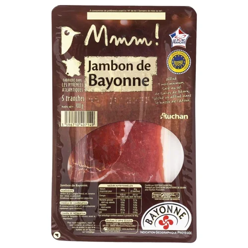Шинка Auchan Ммм! Bayonne сиров'ялена 5шт 100г