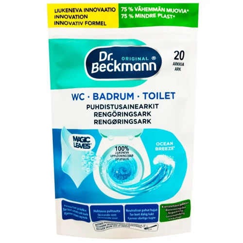 Серветки розчинні Dr. Beckmann Magic Leaves Океанський бриз для унітазу 20шт