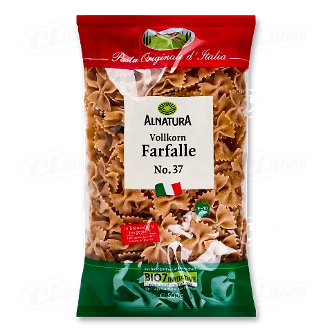 Вироби макаронні Alnatura «Фарфалле» з цільної пшениці, 500г