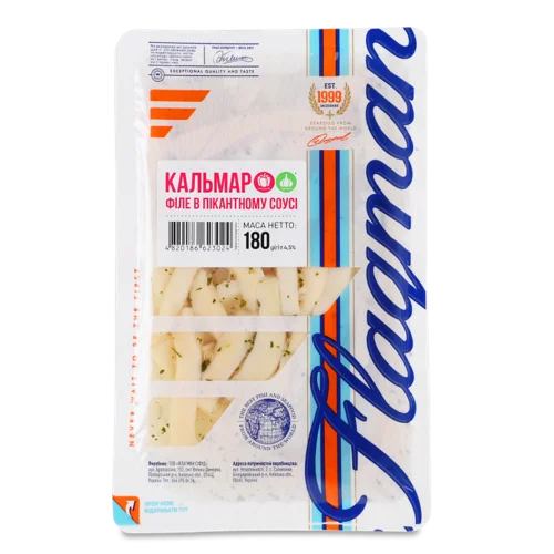 Кальмар Філе В Пікантному Соусі, в/ґ, 180г