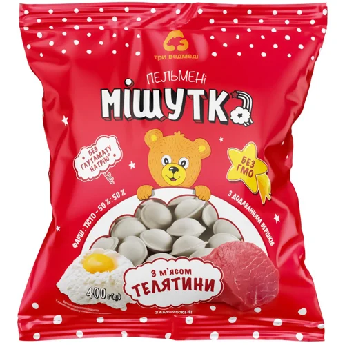 Пельмені Мішутка з м'ясом телятини та вершками 400г