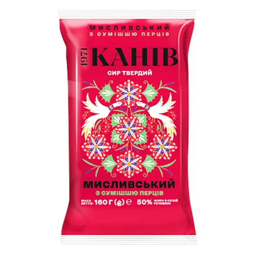 Сир МИСЛИВСЬКИЙ з сумішшю перців 50% Канів, 160г