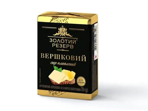 Сир плавлений Золотий Резерв Вершковий 50 % фольга 70г