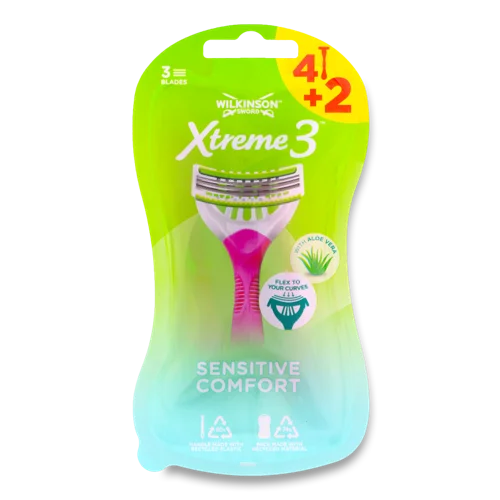 Бритва Одноразова Sensitive Comfort Xtreme3 Wilkinson Sword, 6 шт