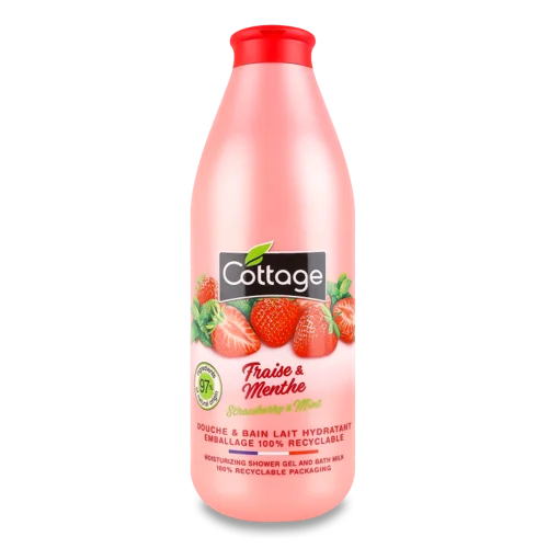 Гель для душу та молочко для ванни Strawberry&Mint Cottage, 750 мл