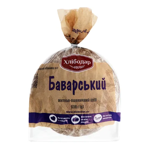 Хліб житньо-пшеничний Баварський Хлібодар м/у 650г