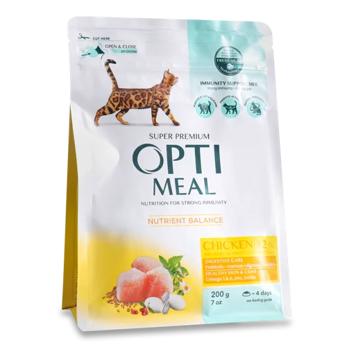 Корм сухий для дорослих котів з куркою Optimeal, в/ґ, 200г