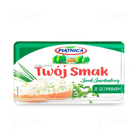 Сир Piatnica Twoj Smak вершковий із зеленою цибулею 64% з коров'ячого молока, 135г