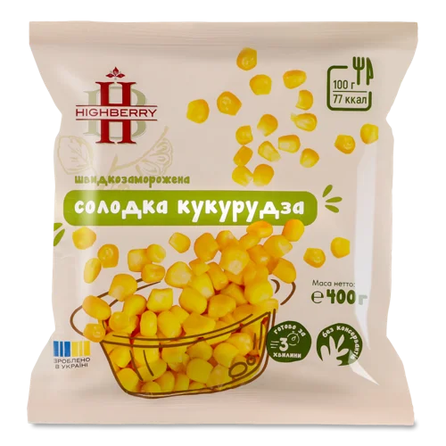Кукурудза швидкозаморожена солодка високого ґатунку, м/у, 400 г