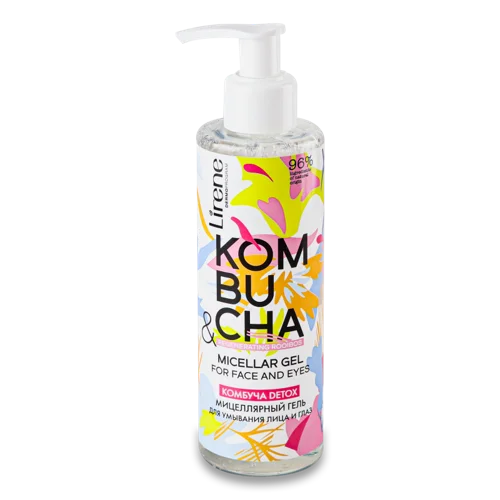 Гель для Вмивання Обличчя Та Очей Міцелярний Kombucha Detox Lirene, 190мл